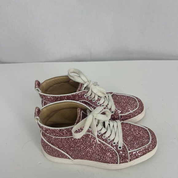 Christian Louboutin Sparkling Pink High-Top Sneakers - Picture 3 of 15